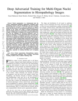 Deep Adversarial Training for Multi-Organ Nuclei Segmentation in
  Histopathology Images