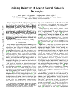 Training Behavior of Sparse Neural Network Topologies