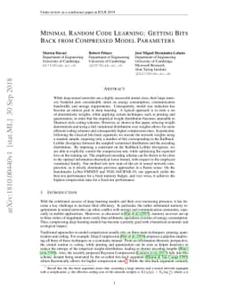 Minimal Random Code Learning: Getting Bits Back from Compressed Model
  Parameters
