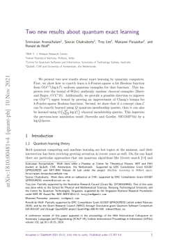 Two new results about quantum exact learning