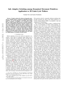 Safe Adaptive Switching among Dynamical Movement Primitives: Application
  to 3D Limit-Cycle Walkers