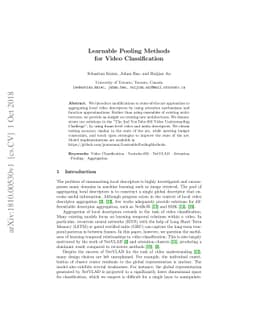 Learnable Pooling Methods for Video Classification