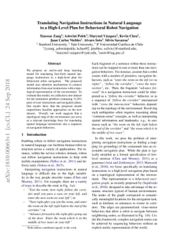 Translating Navigation Instructions in Natural Language to a High-Level
  Plan for Behavioral Robot Navigation