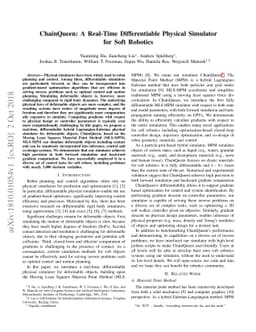 ChainQueen: A Real-Time Differentiable Physical Simulator for Soft
  Robotics
