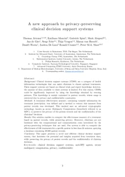 A New Approach to Privacy-Preserving Clinical Decision Support Systems