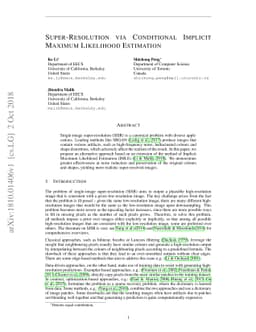 Super-Resolution via Conditional Implicit Maximum Likelihood Estimation