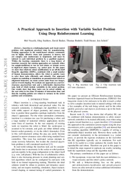 A Practical Approach to Insertion with Variable Socket Position Using
  Deep Reinforcement Learning