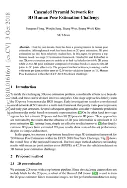 Cascaded Pyramid Network for 3D Human Pose Estimation Challenge