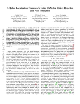 A Robot Localization Framework Using CNNs for Object Detection and Pose
  Estimation