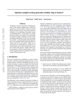 Spurious samples in deep generative models: bug or feature?