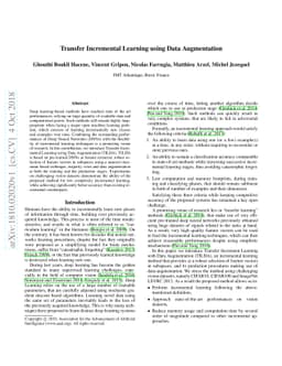 Transfer Incremental Learning using Data Augmentation