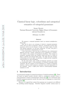 Classical linear logic, cobordisms and categorical semantics of
  categorial grammars