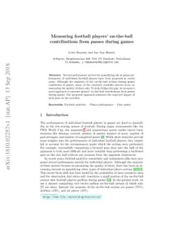 Measuring Football Players' On-the-ball Contributions From Passes During
  Games