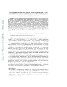 Convergence and Dynamical Behavior of the ADAM Algorithm for Non-Convex
  Stochastic Optimization