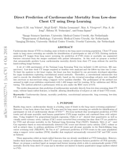 Direct Prediction of Cardiovascular Mortality from Low-dose Chest CT
  using Deep Learning