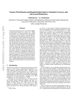 Feature Prioritization and Regularization Improve Standard Accuracy and
  Adversarial Robustness