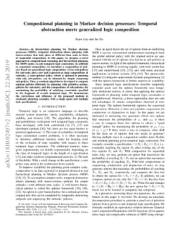 Compositional planning in Markov decision processes: Temporal
  abstraction meets generalized logic composition