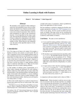 Online Learning to Rank with Features