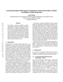 Local Interpretable Model-agnostic Explanations of Bayesian Predictive
  Models via Kullback-Leibler Projections