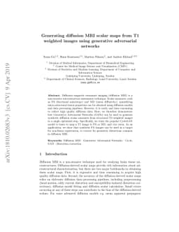 Generating Diffusion MRI scalar maps from T1 weighted images using
  generative adversarial networks