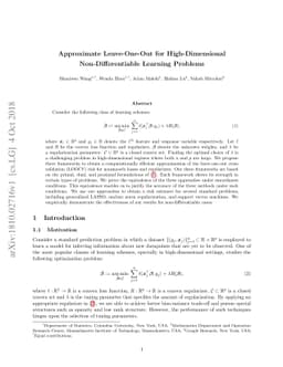 Approximate Leave-One-Out for High-Dimensional Non-Differentiable
  Learning Problems