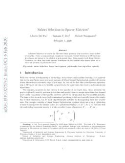 Subset selection in sparse matrices