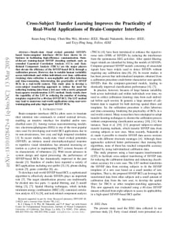 Cross-Subject Transfer Learning Improves the Practicality of Real-World
  Applications of Brain-Computer Interfaces