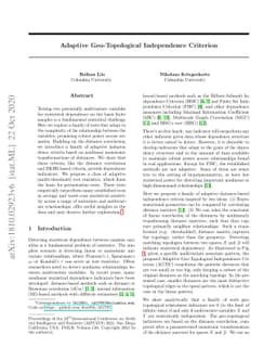 Adaptive Geo-Topological Independence Criterion