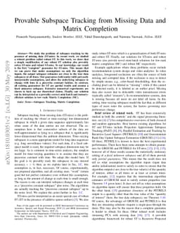 Provable Subspace Tracking from Missing Data and Matrix Completion