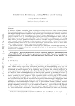 Reinforcement Evolutionary Learning Method for self-learning
