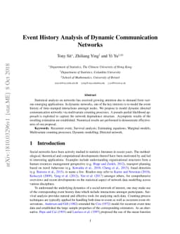 Event History Analysis of Dynamic Communication Networks