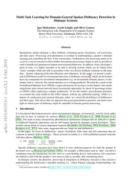 Multi-Task Learning for Domain-General Spoken Disfluency Detection in
  Dialogue Systems