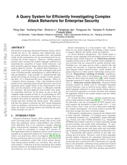 A Query System for Efficiently Investigating Complex Attack Behaviors
  for Enterprise Security