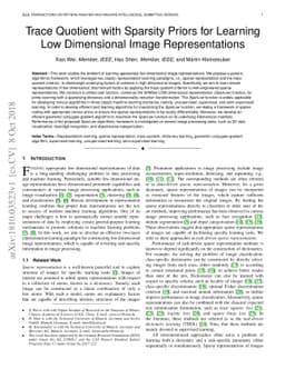 Trace Quotient with Sparsity Priors for Learning Low Dimensional Image
  Representations