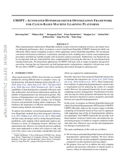 CHOPT : Automated Hyperparameter Optimization Framework for Cloud-Based
  Machine Learning Platforms