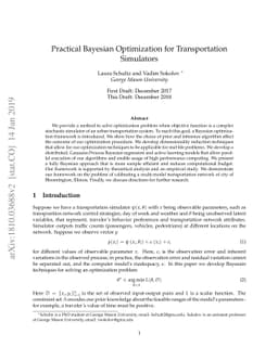 Practical Bayesian Optimization for Transportation Simulators