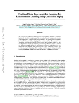 Continual State Representation Learning for Reinforcement Learning using
  Generative Replay