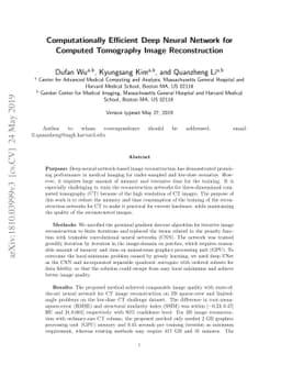 Computationally Efficient Deep Neural Network for Computed Tomography
  Image Reconstruction