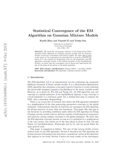 Statistical Convergence of the EM Algorithm on Gaussian Mixture Models