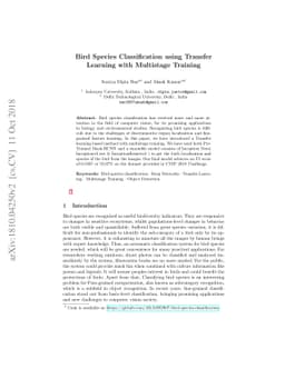 Bird Species Classification using Transfer Learning with Multistage
  Training