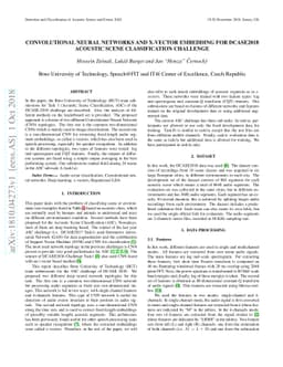 Convolutional Neural Networks and x-vector Embedding for DCASE2018
  Acoustic Scene Classification Challenge