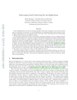 Semi-supervised clustering for de-duplication