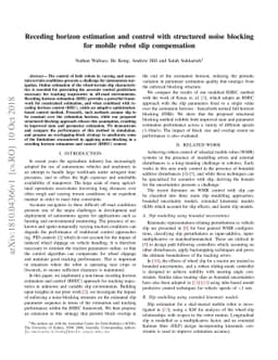 Receding horizon estimation and control with structured noise blocking
  for mobile robot slip compensation