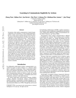Learning to Communicate Implicitly By Actions