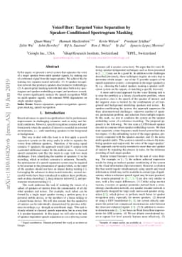 VoiceFilter: Targeted Voice Separation by Speaker-Conditioned
  Spectrogram Masking