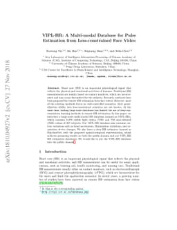 VIPL-HR: A Multi-modal Database for Pulse Estimation from
  Less-constrained Face Video