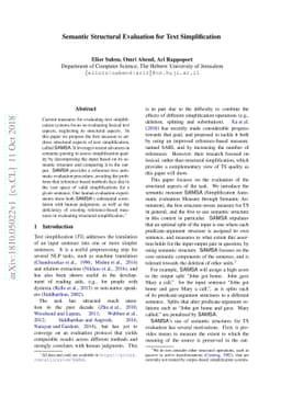 Semantic Structural Evaluation for Text Simplification