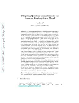 Delegating Quantum Computation in the Quantum Random Oracle Model