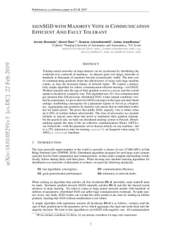 signSGD with Majority Vote is Communication Efficient And Fault Tolerant