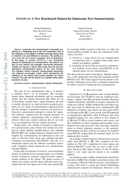 IndoSum: A New Benchmark Dataset for Indonesian Text Summarization